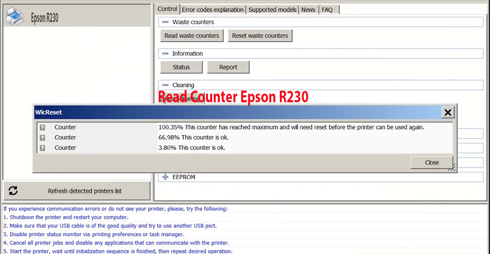 Reset Epson R230 Step 2